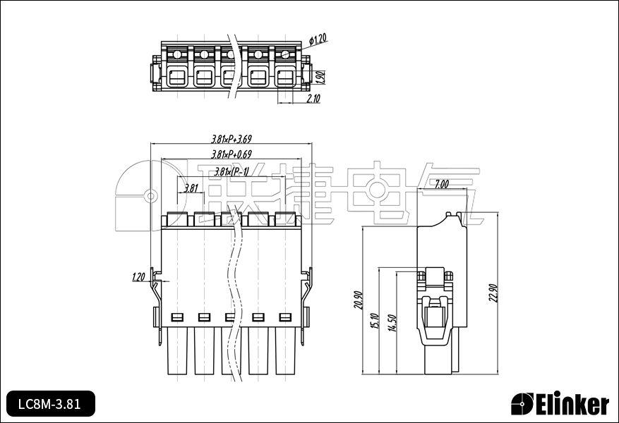 LC8M-3.5/3.81法兰款小间距插拔式接线端子